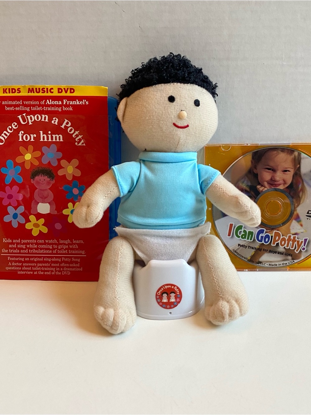 RARE Once Upon a Potty for Him Doll Potty Training Set Alona Frankel + 2 DVDs